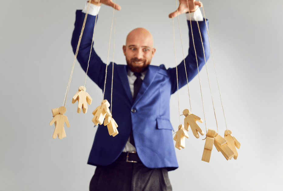 Businessman Exploiting and Manipulating